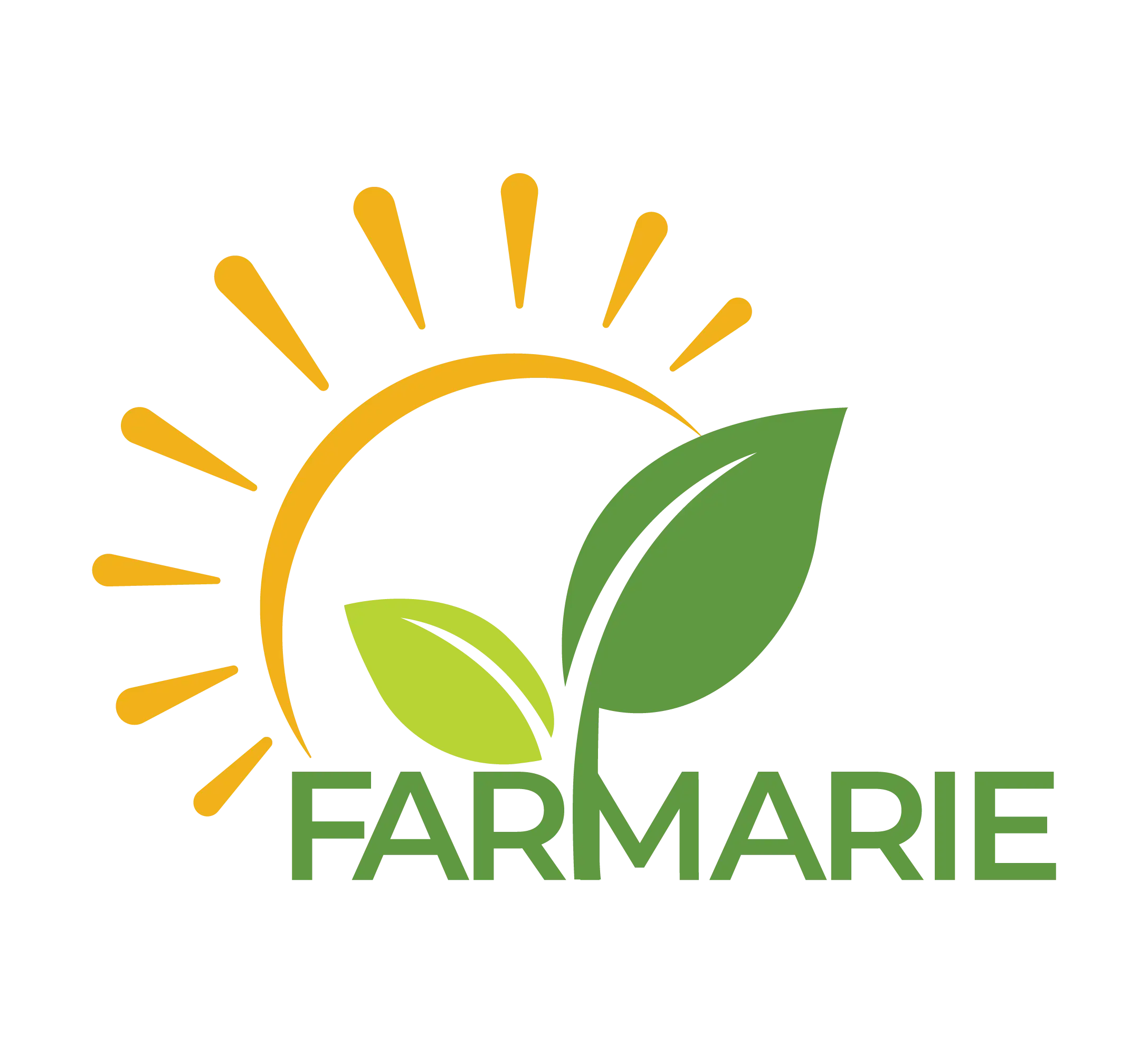 Sun and leaf logo with "FARMARIE".